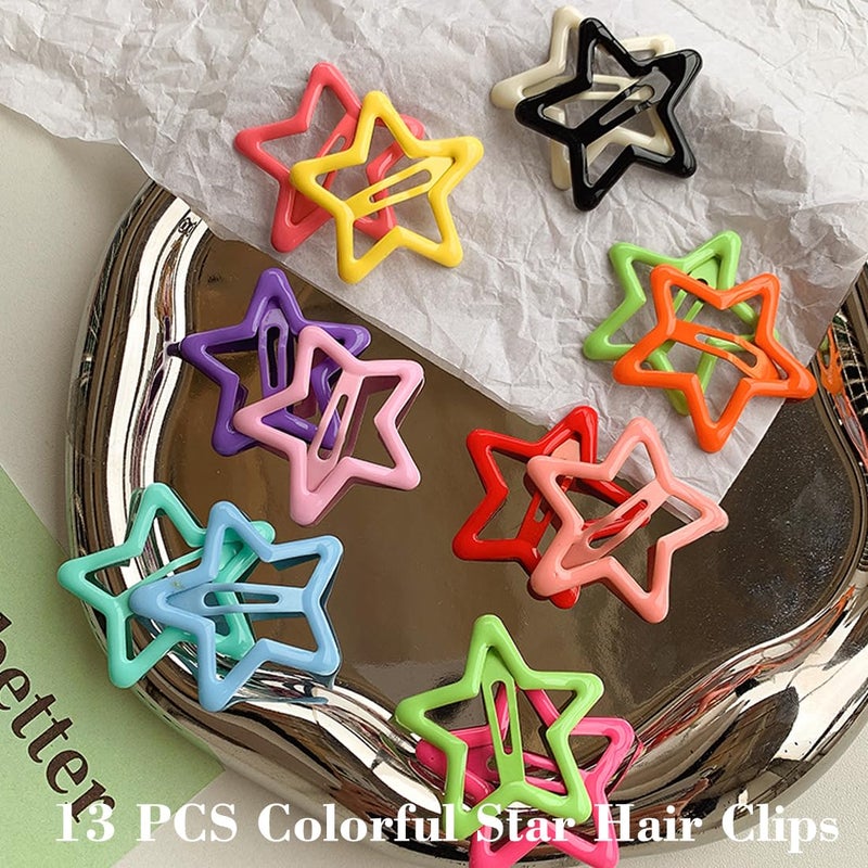 Seneeel 13 PCS 1.65" Metal Hair Accessories - Snap Barrettes with Non-Slip Star Clips for Girls in Multiple Colors - Image 3